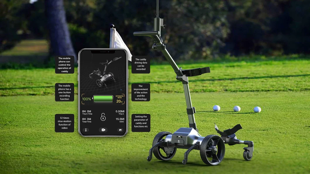 Handfree Auto Follow Golf Cart Longest Battery Capacity Golf Caddy