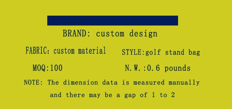 2 Way Divider Custom Lightweight Golf Sunday Bag Golf Gun Bag
