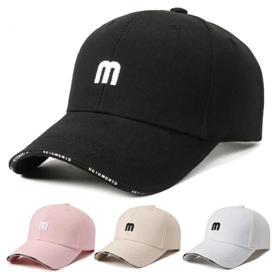 Casquette de Baseball en coton avec lettre M, ajustable, délavée, brodée, chapeau de papa pour hommes et femmes, chapeaux de Golf